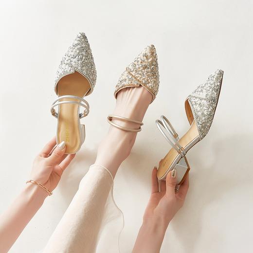 ZHR水钻凉鞋女拖鞋外凉拖鞋女鞋子配裙子穆勒拖夏季女鞋子女百搭 商品图1