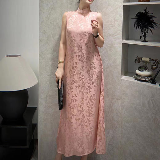 KDS-2261醋酸提花背心裙夏季无袖连衣裙宽松立领裙子 商品图3