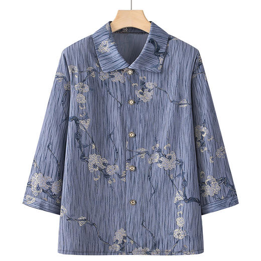 黛唯梵【妈妈夏季新款，适合中老年人穿着】衣料柔软舒适，七分袖设计透气。让妈妈体验舒适时尚的穿着风格，展现自信、优雅的形象。 商品图4