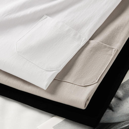 「6色可选！230g精梳棉」短袖男纯色宽松嘻哈T恤女设计感口袋日系潮牌情侣上衣T恤 商品图3