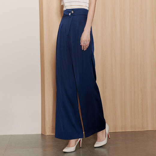 EITIE爱特爱秋季新款高腰舒适通勤纯色百搭直筒西装裤裤子C2305204 商品图1