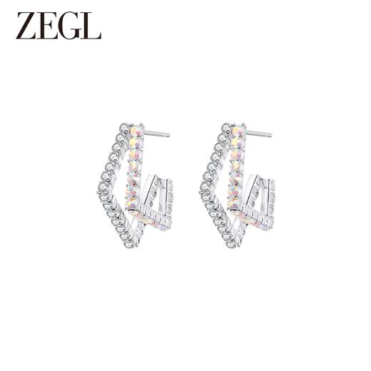 ZEGL璀璨几何耳环女2023新款爆款耳钉小众设计感高级925银针耳饰 商品图7