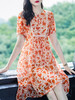 WWM-46705碎花裙46705蕾丝花边高腰显瘦真丝桑蚕丝连衣裙女夏 商品缩略图1