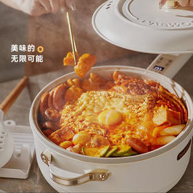 大宇电炒锅 多功能电煮锅不粘锅电蒸锅家用电热锅大功率4L大容量电火锅多功能锅多用途锅EP01 白色【伊藤优选302401】