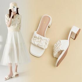 ZHR凉拖鞋女2023新款拖鞋夏季女鞋法式小高跟凉鞋女凉鞋配裙子女