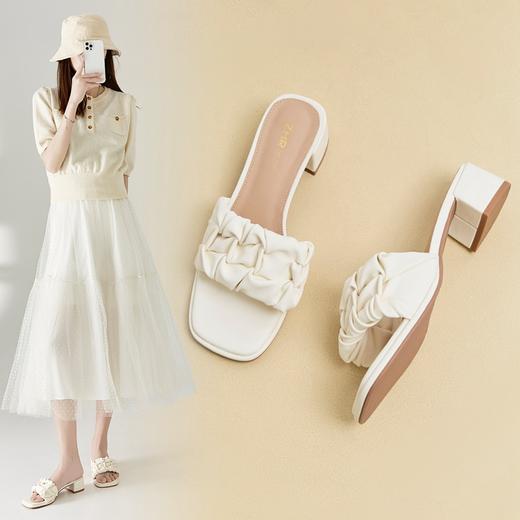 ZHR凉拖鞋女2023新款拖鞋夏季女鞋法式小高跟凉鞋女凉鞋配裙子女 商品图0