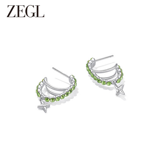 ZEGL设计师悦动系列绿色星星耳环女小众设计感高级耳钉银针耳饰品 商品图1