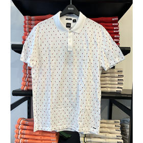 HUGO BOSS 男士满印黑标匹马棉slim fit休闲短袖POLO衫