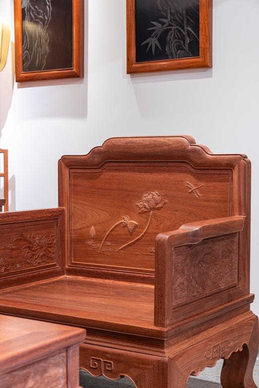 红桥红  家具严选  缅甸花梨（大果紫檀）【三弯腿荷韵沙发十三件套】 商品图5