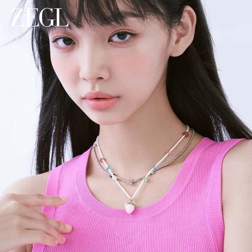 ZEGL设计师草莓小彩串彩色串珠项链女轻奢小众甜酷双层叠戴锁骨链 商品图4