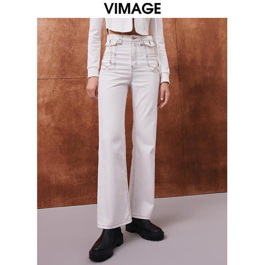 VIMAGE纬漫纪秋季新款时尚百搭显瘦修身牛仔裤裤子V2005606 商品图0