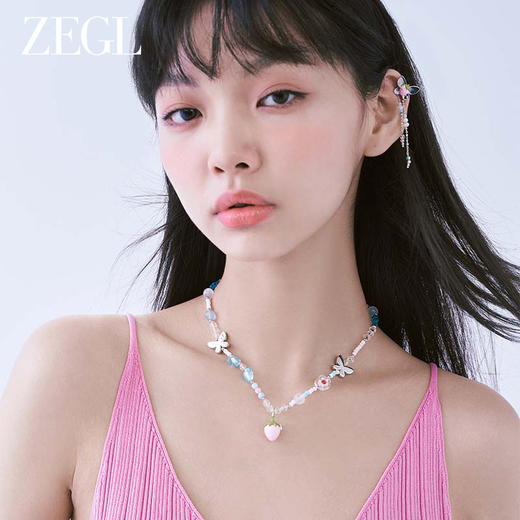ZEGL设计师草莓小彩串甜心项链女2023年新款爆款多巴胺串珠锁骨链 商品图2