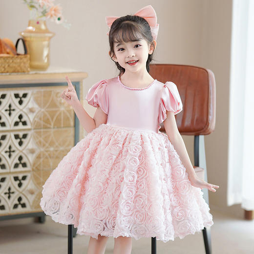 ST-HP338女童礼服裙夏季新款儿童表演礼服纱裙洋气小女孩泡泡袖蓬蓬裙 商品图0