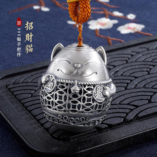 子佩集S999银【招财猫】手把件【SBJ421】纯银2306 商品图0