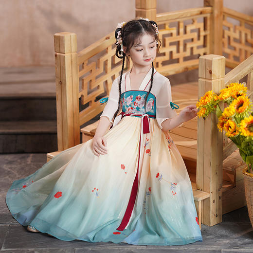 ST-24P2207夏季汉服女童古装襦裙仙儿童唐装小女孩古风连衣裙夏款 商品图1