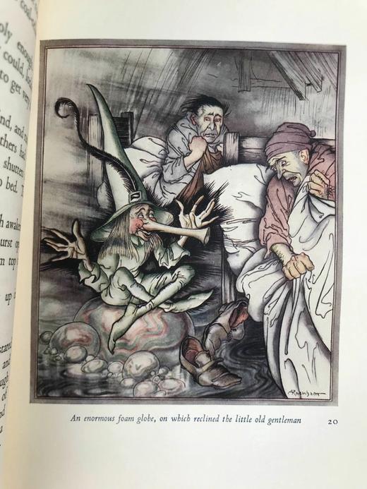 限量570册鬼才拉克姆签名本！1932年 罗斯金《金河王》 4幅彩色插图 犊皮纸软装16开带书匣 商品图9