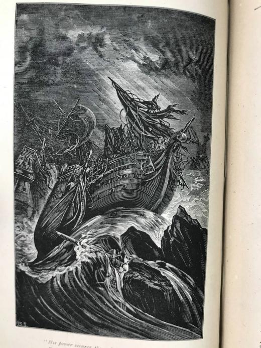 约19世纪后期 柯珀诗集 8幅版画插图 漆布精装32开 商品图12