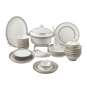 【餐具清仓特惠4折，仅1套，无货退款】凡瑞斯中式轻奢简约家用多人用碗碟盘子送礼骨瓷餐具组合套装 福星高照 