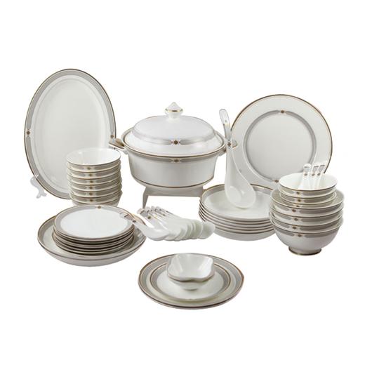 【餐具清仓特惠4折，仅1套，无货退款】凡瑞斯中式轻奢简约家用多人用碗碟盘子送礼骨瓷餐具组合套装 福星高照  商品图0