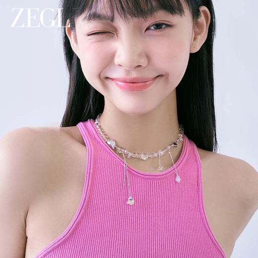 ZEGL水滴流苏项链女生轻奢小众2023新款爆款水晶锁骨链choker颈链 商品图2