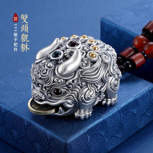 子佩集S999银【双头貔貅】手把件【BJ001171】纯银2306 商品图0