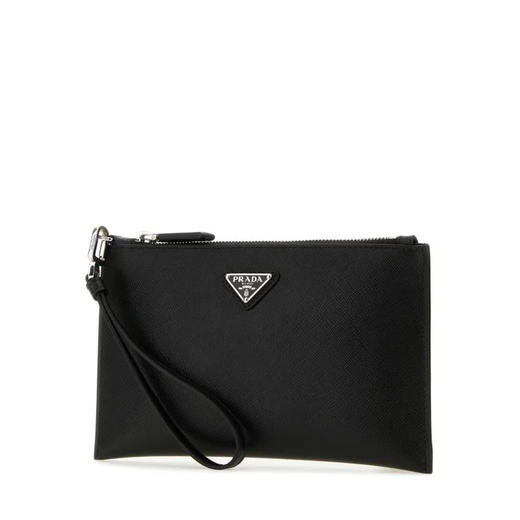 PRADA 普拉达 男士 Saffiano 皮革珐琅金属三角形徽标手包 黑色 2NH020 PN9 F0002 商品图1
