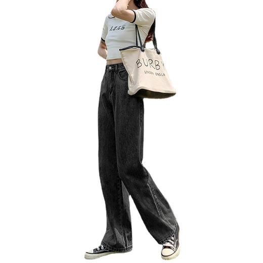 【夏季新款！直筒高腰牛仔裤】复古牛仔裤女高腰设计，能够显瘦且穿着舒适，2021新款宽松直筒，带有BF风格的垂感阔腿拖地裤潮流设计，适合夏季通用场景，让你时尚又自在。 商品图4