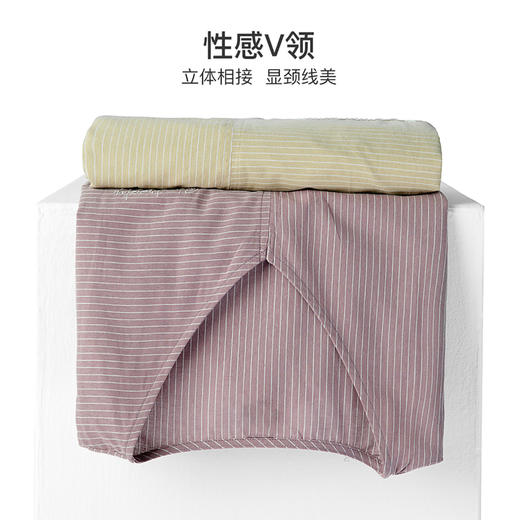 爱帝女式七分袖条纹显瘦V领连衣裙 商品图6