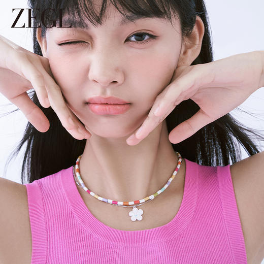 ZEGL设计师草莓小彩串多巴胺串珠笑脸项链女轻奢小众夏叠戴锁骨链 商品图3