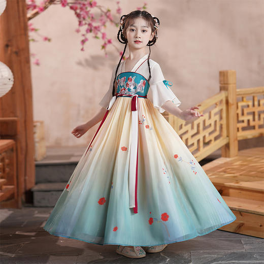 ST-24P2207夏季汉服女童古装襦裙仙儿童唐装小女孩古风连衣裙夏款 商品图2
