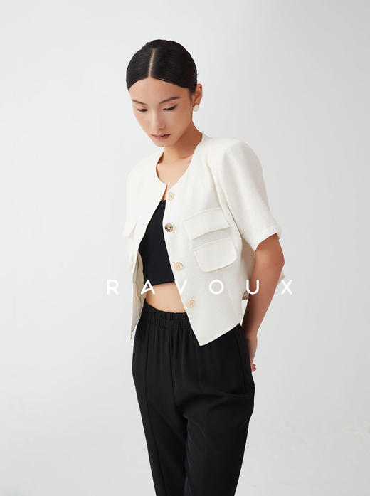 252419907圆领修身醋酸外套 商品图3