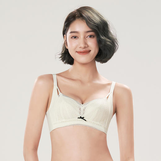 都市丽人自然舒适A杯适穿蕾丝内衣加加厚款3/4杯常规文胸无钢圈三排扣LB35M3 商品图1