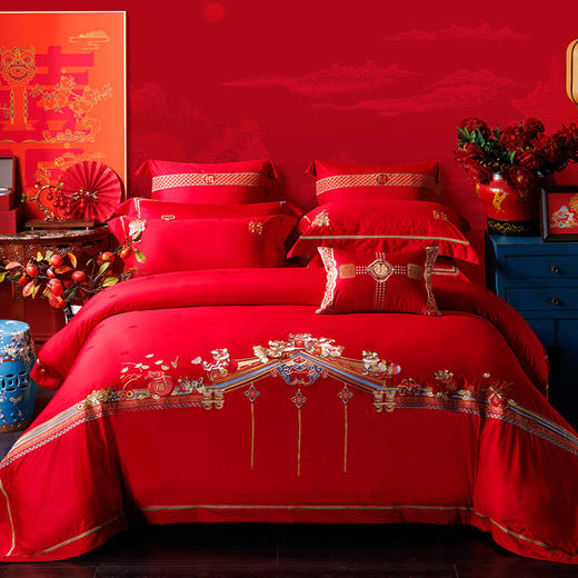 多喜爱 喜玫瑰婚庆床上用品六件套 五福报喜nt 商品图0