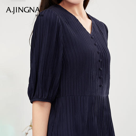 【商场同款】阿菁娜V领泡泡袖气质连衣裙A30X212091 商品图5