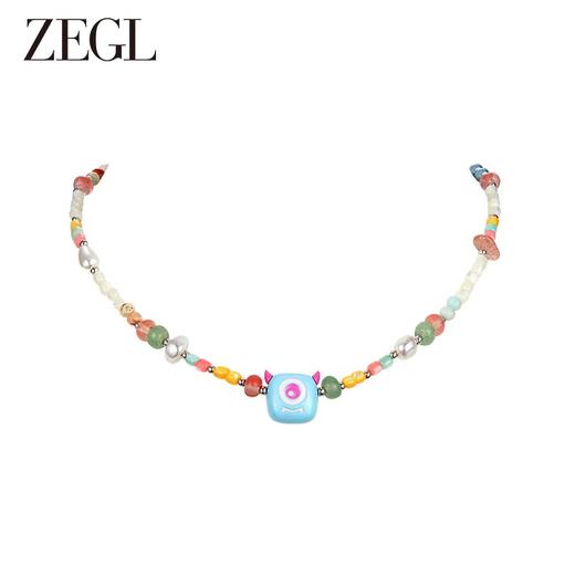 ZEGL设计师小怪兽彩串可爱彩色串珠项链女轻奢人造珍珠夏日锁骨链 商品图0