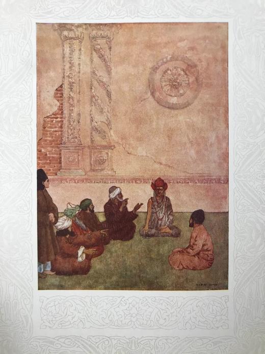 1909年 鲁拜集 吉尔伯特16幅彩色插图 布面精装16开 商品图10