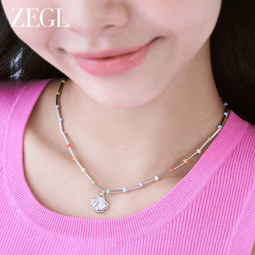 ZEGL设计师草莓小彩串彩色贝壳串珠项链女2023年新款多巴胺锁骨链 商品图3
