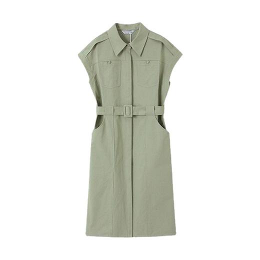 美工装风裙子女2023夏季新款气质百搭翻领口袋百搭衬衣领连衣裙女 商品图4