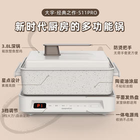 大宇锅网红料理锅 家用电火锅电热炒锅电烧烤炉电蒸锅电煮锅 S11PRO(标配+双盘)【伊藤优选302401】