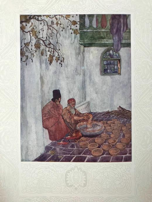 1909年 鲁拜集 吉尔伯特16幅彩色插图 布面精装16开 商品图8