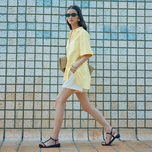 53501  IN AND ON 夏季新款棉麻气质廓形中袖衬衫显瘦休闲时尚百搭上衣女 商品图1