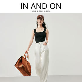 IN AND ON53360莱赛尔天丝牛仔裤女2023夏季薄款复古显瘦垂感直筒阔腿裤53360