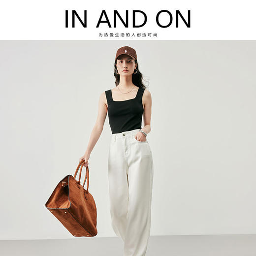IN AND ON53360莱赛尔天丝牛仔裤女2023夏季薄款复古显瘦垂感直筒阔腿裤53360 商品图0