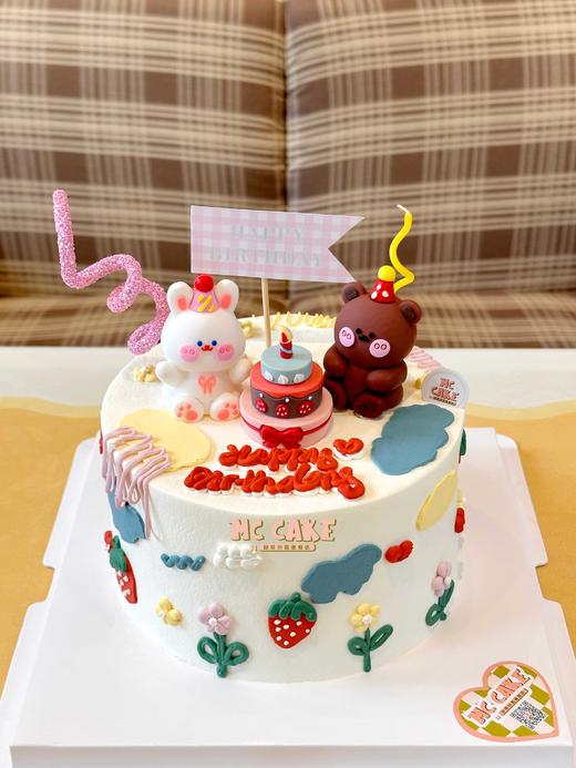 小兔&小熊玩具奶油蛋糕 商品图0