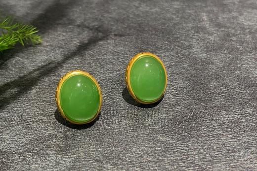 【御珠宫坊】金镶碧玉耳钉 商品图0