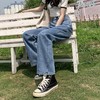【夏季新款！直筒高腰牛仔裤】复古牛仔裤女高腰设计，能够显瘦且穿着舒适，2021新款宽松直筒，带有BF风格的垂感阔腿拖地裤潮流设计，适合夏季通用场景，让你时尚又自在。 商品缩略图2
