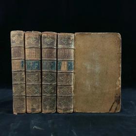 【法语】1759年 著名历史学家罗林《书信论》（全4卷） 1幅版画插图 全真皮精装64开