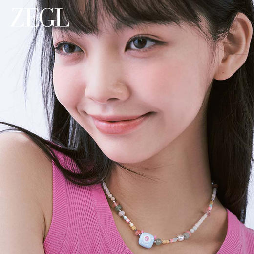 ZEGL设计师小怪兽彩串可爱彩色串珠项链女轻奢人造珍珠夏日锁骨链 商品图3