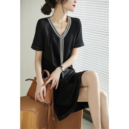 夏季新款时尚韩版显瘦休闲百搭气质流苏钉珠领连衣裙潮宽松 商品图3