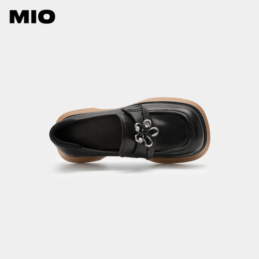MIO米奥春季松糕鞋厚底拼色单鞋精致花朵饰扣英伦风乐福鞋女鞋M234530623 商品图2